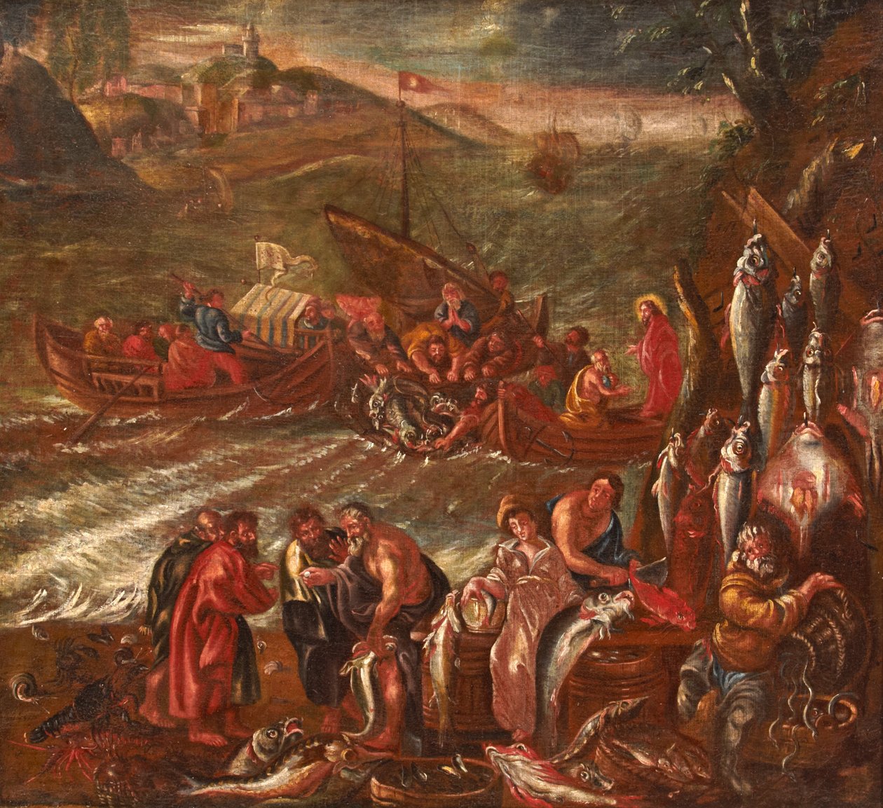 O Milagre da Galileia, a Grande Captura de Peixe de Italian School