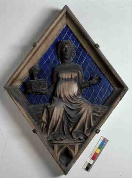 A Lua, azulejo em relevo do Campanile (cerâmica e mármore) de Italian School