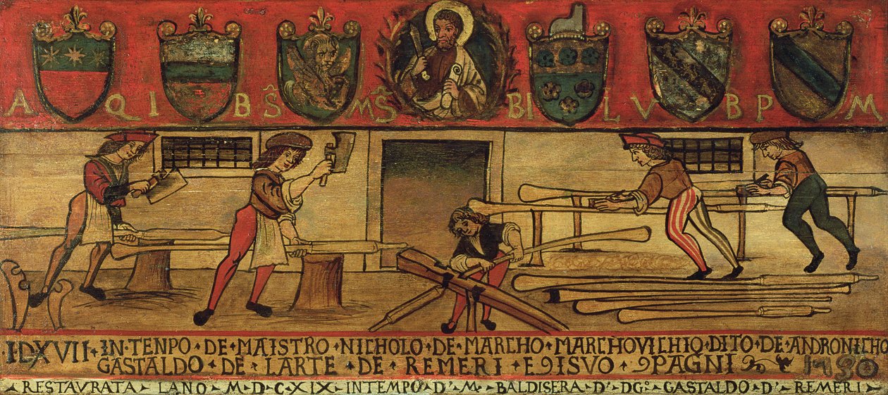 Os fabricantes de remo (painel) de Italian School