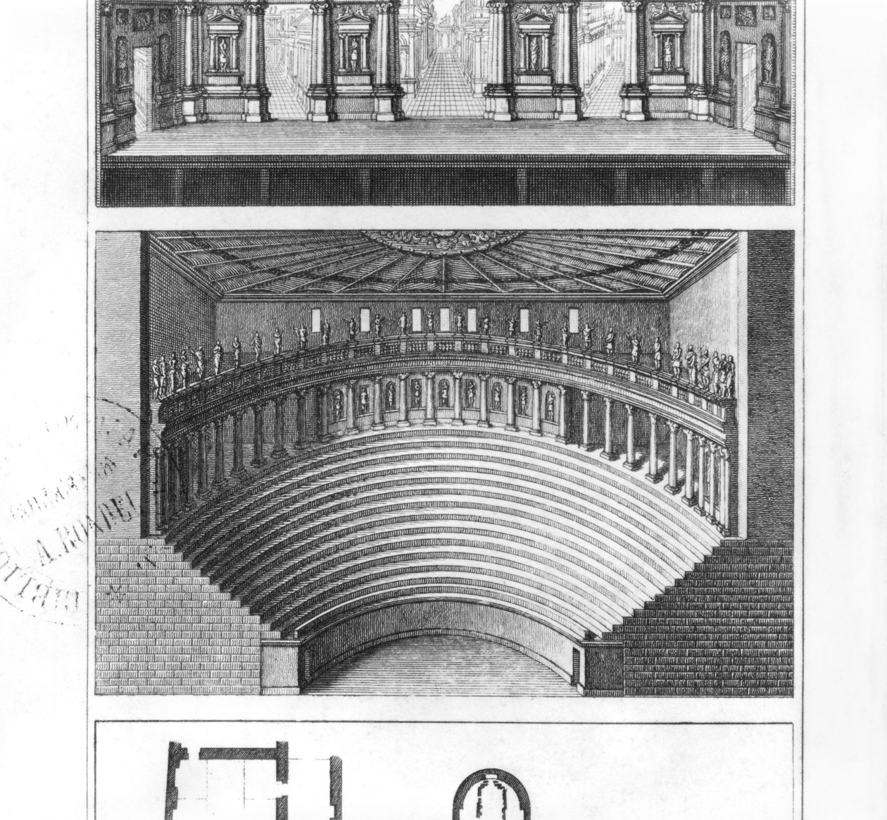 O Teatro Olímpico de Vicenza, projetado por Andrea Palladio (1508-80) de Italian School