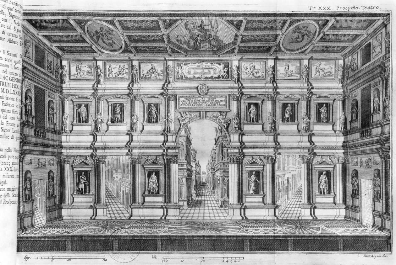 O Teatro Olímpico de Vicenza, projetado por Andrea Palladio (1508-80) de Italian School