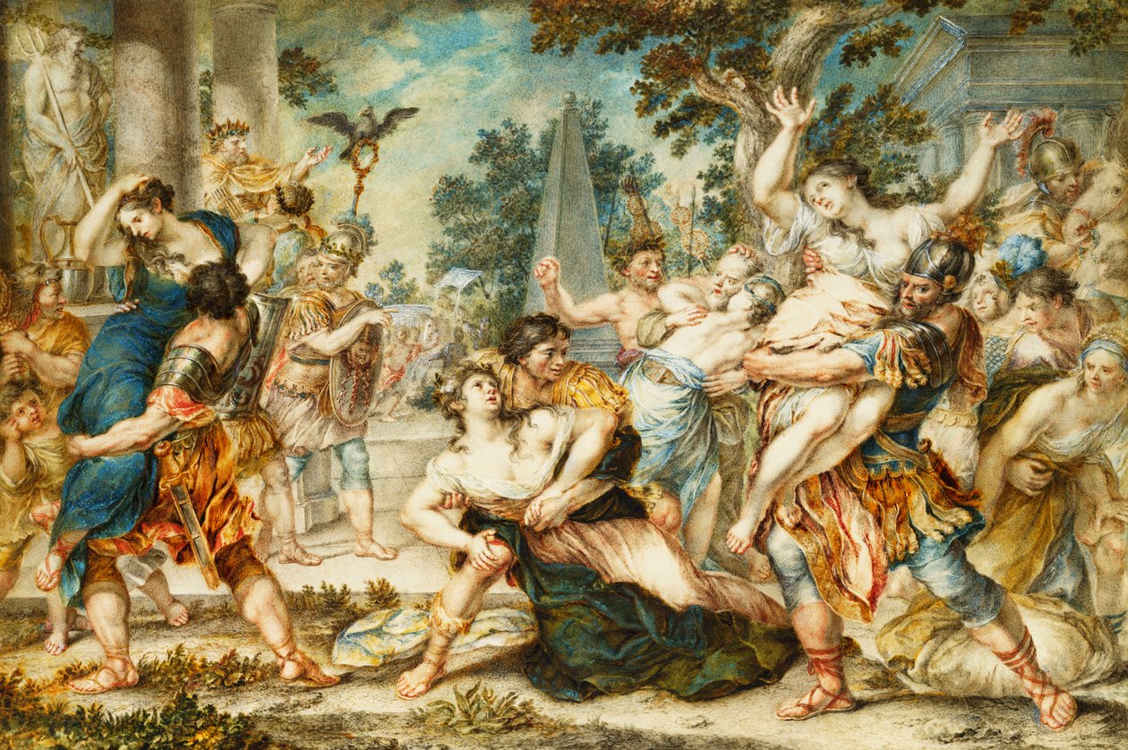 O Estupro das Mulheres Sabinas, c.1700 de Italian School