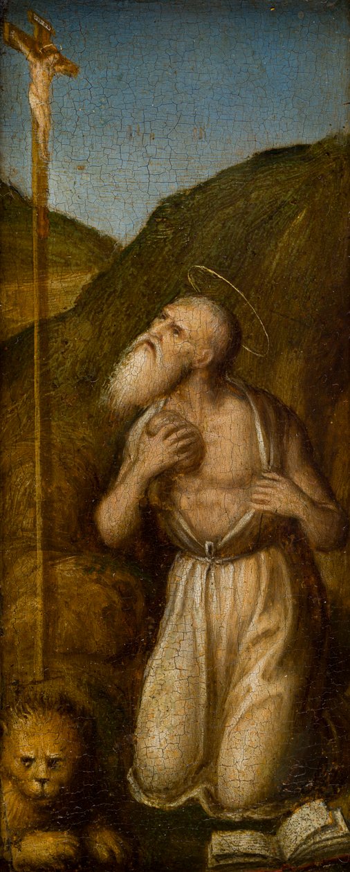 A Estigmatização dos Santos Francisco e Jerónimo, c.1480 (óleo sobre painel) de Italian School