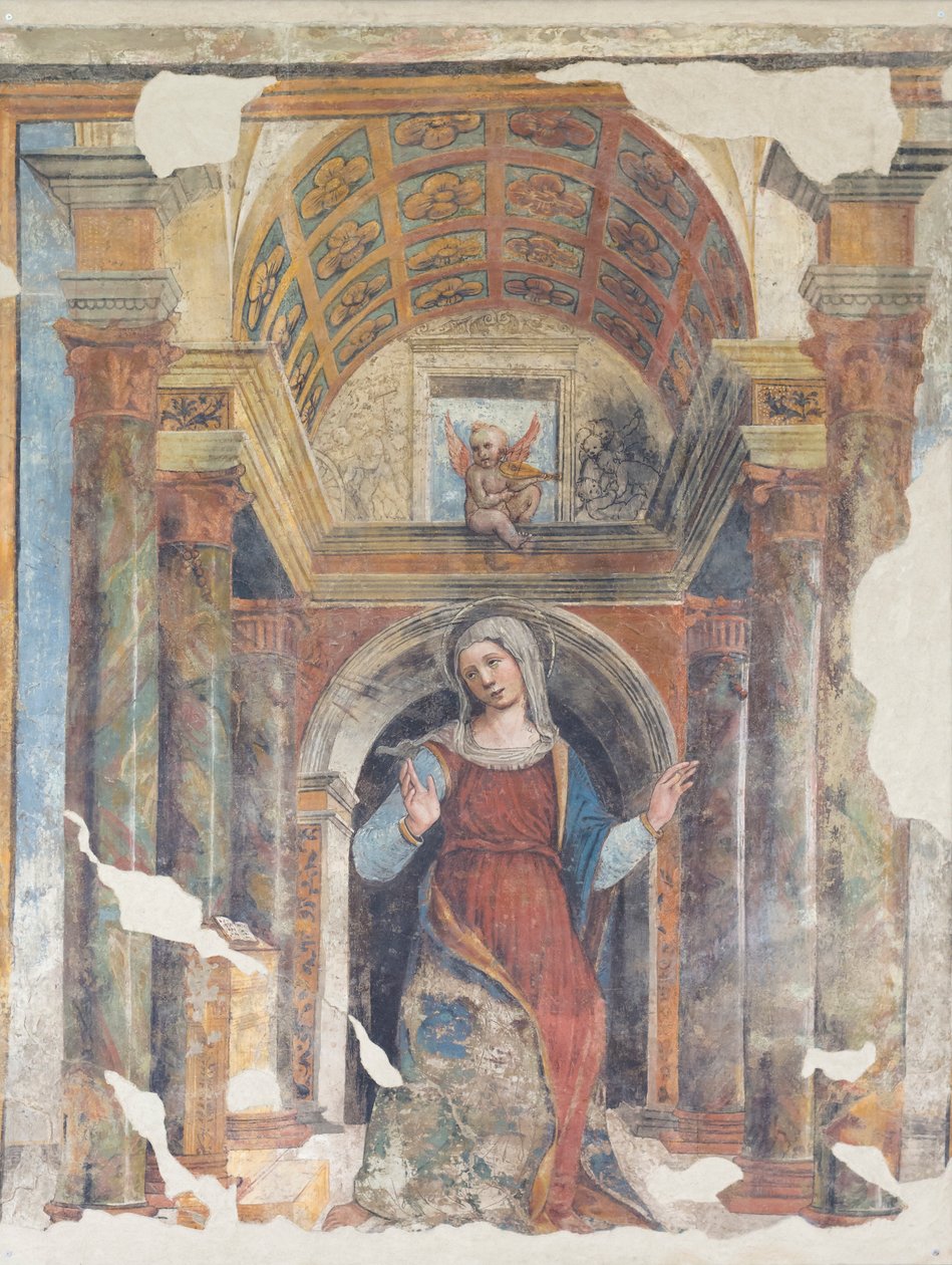 O Anunciado da Virgem, século XVI (fresco) de Italian School