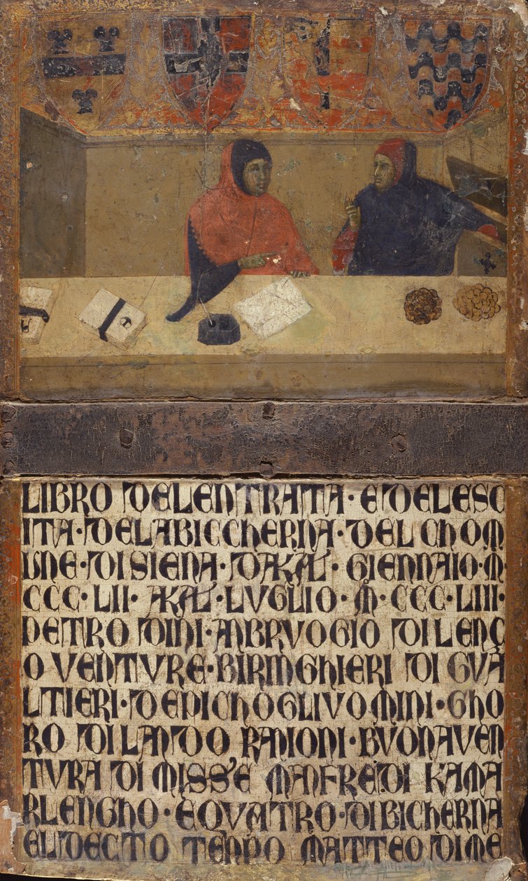 O camareiro e um escritor no seu gabinete (pintura sobre madeira) de Italian School