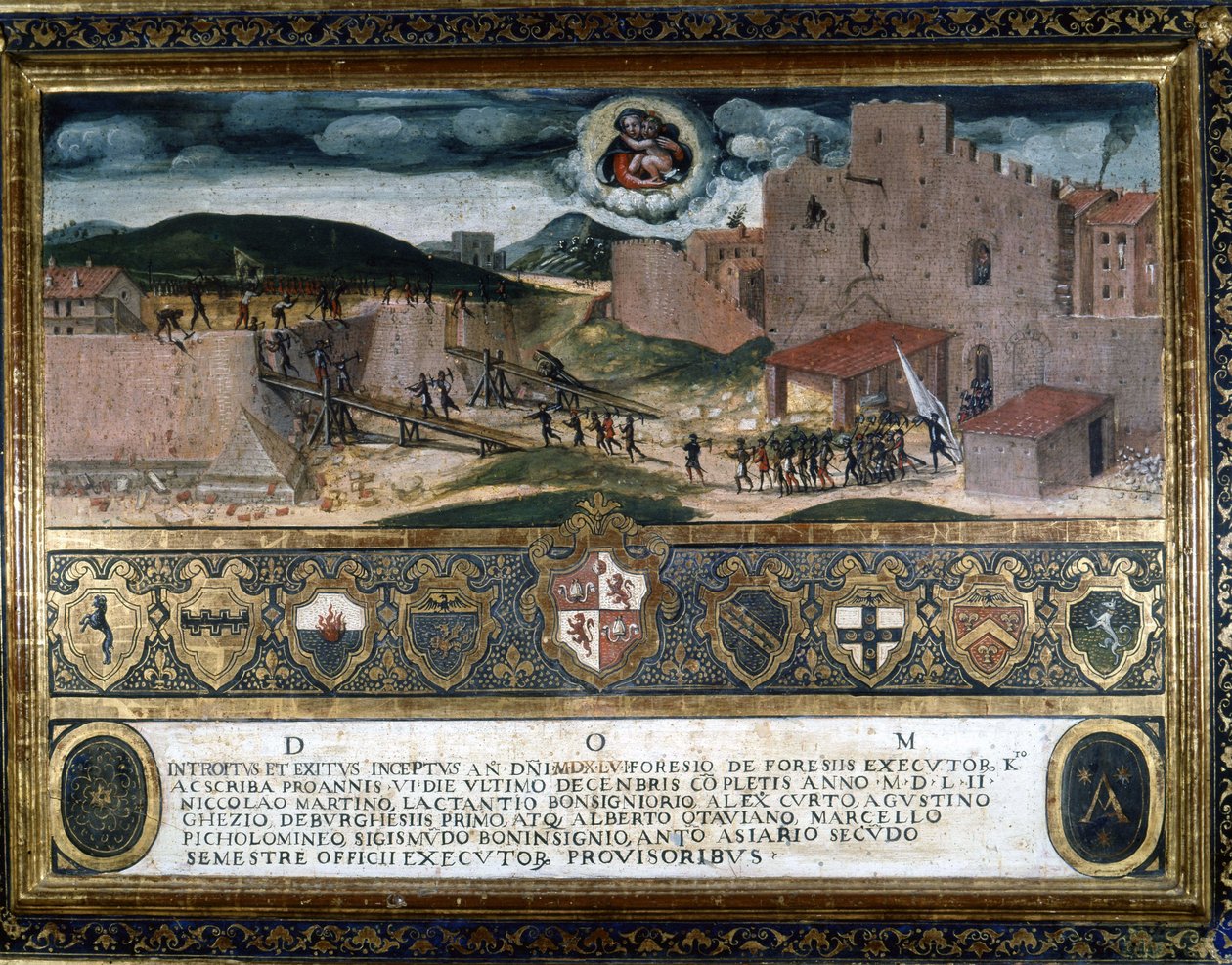 Os habitantes de Siena destruíram a fortaleza construída pelos espanhóis de Carlos V. 1552. de Italian School