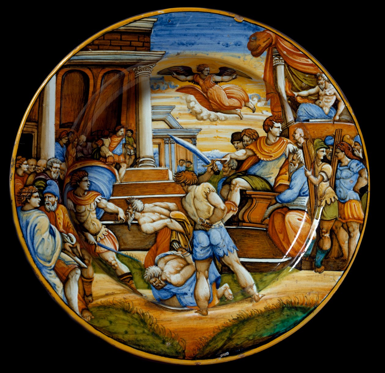 O martírio dos irmãos João e Paulo sob o reinado do Imperador Juliano o Apóstata (Flavius Claudius Julianus (331-363), produzido em Urbino, Itália. 1540 ao redor de Florença, Museo Nazionale del Bargello de Italian School