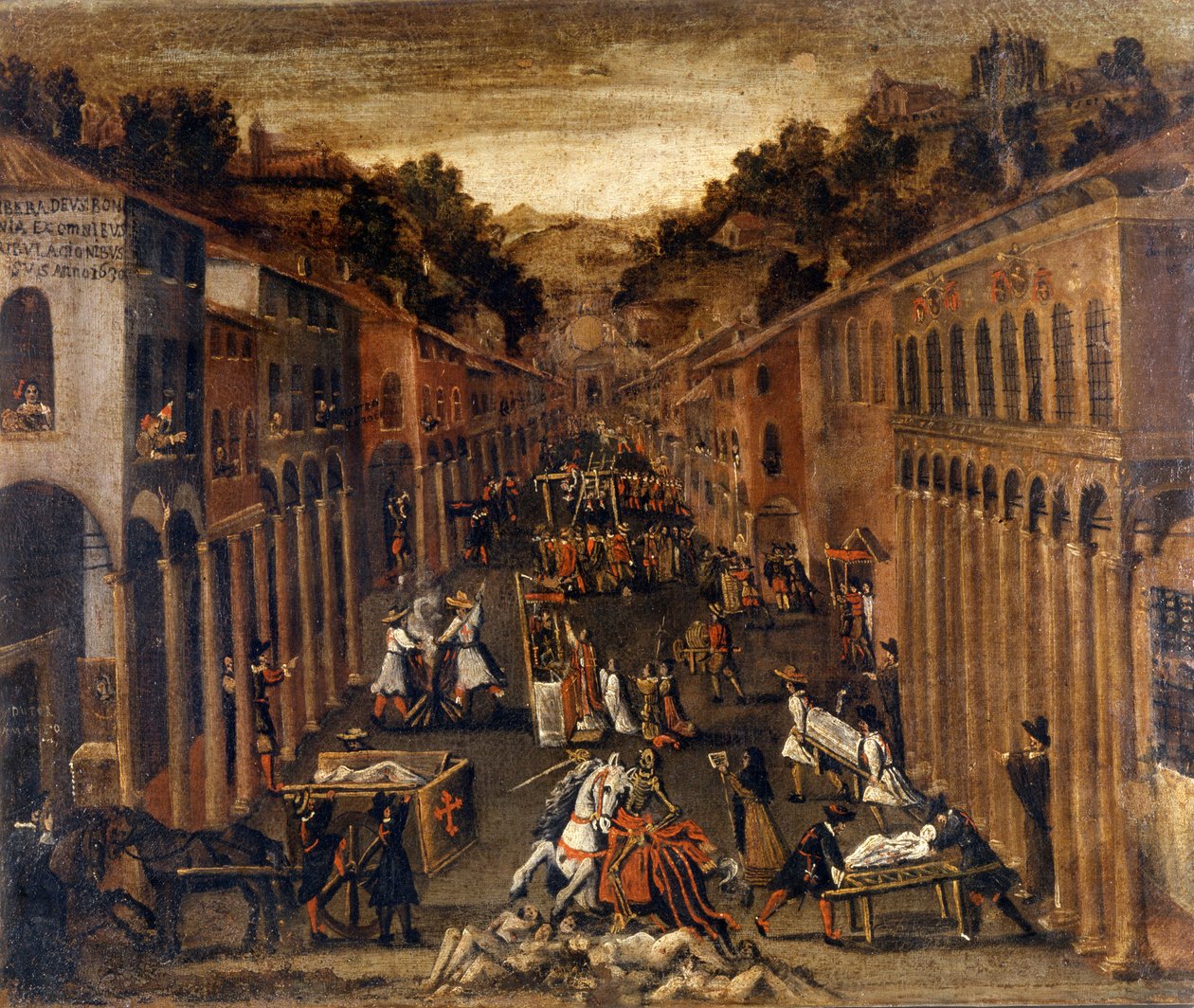 A praga de 1630 em Bolonha. pintura. Propriedade de um banco em Bolonha de Italian School