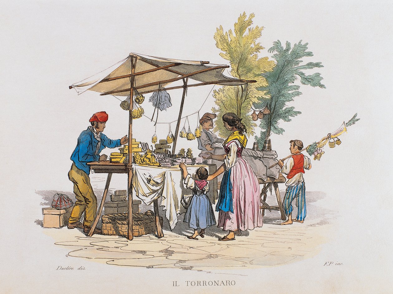 O torronaro (vendedor de nougat) (gravação) de Italian School