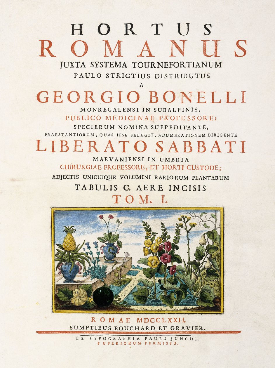 Página de título de "jardim de um romano", 1772-1784 de Italian School