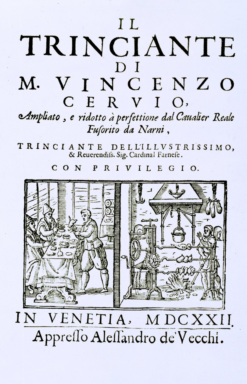 Titlepage de um livro de culinária italiano, pub. Veneza, 1622 de Italian School
