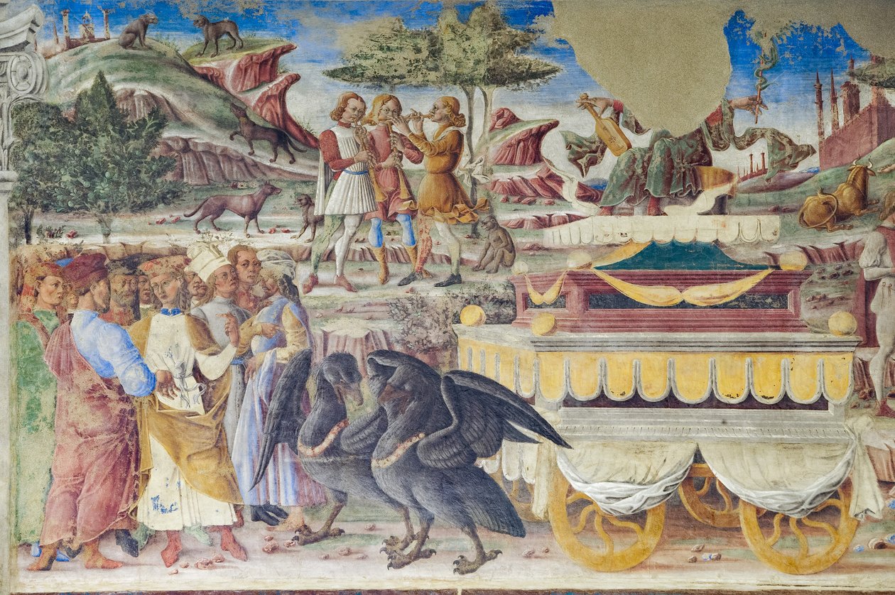 Triunfo de Mercúrio, Salão dos Meses, Muro Norte: "Junho", c.1468-70 (fresco) de Italian School