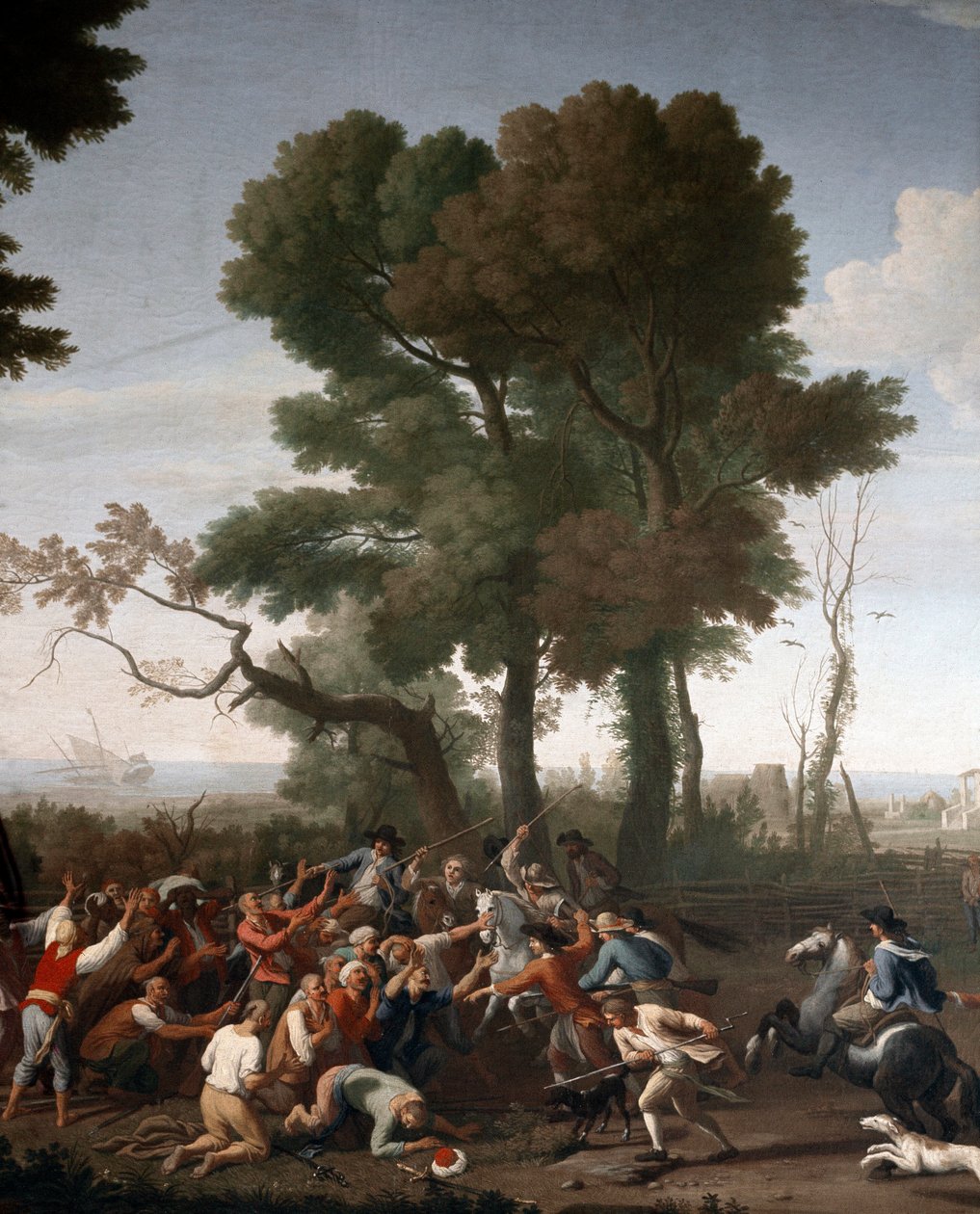 Piratas turcos capturados em Maccarese, perto de Roma, detalhe (pintura de Italian School