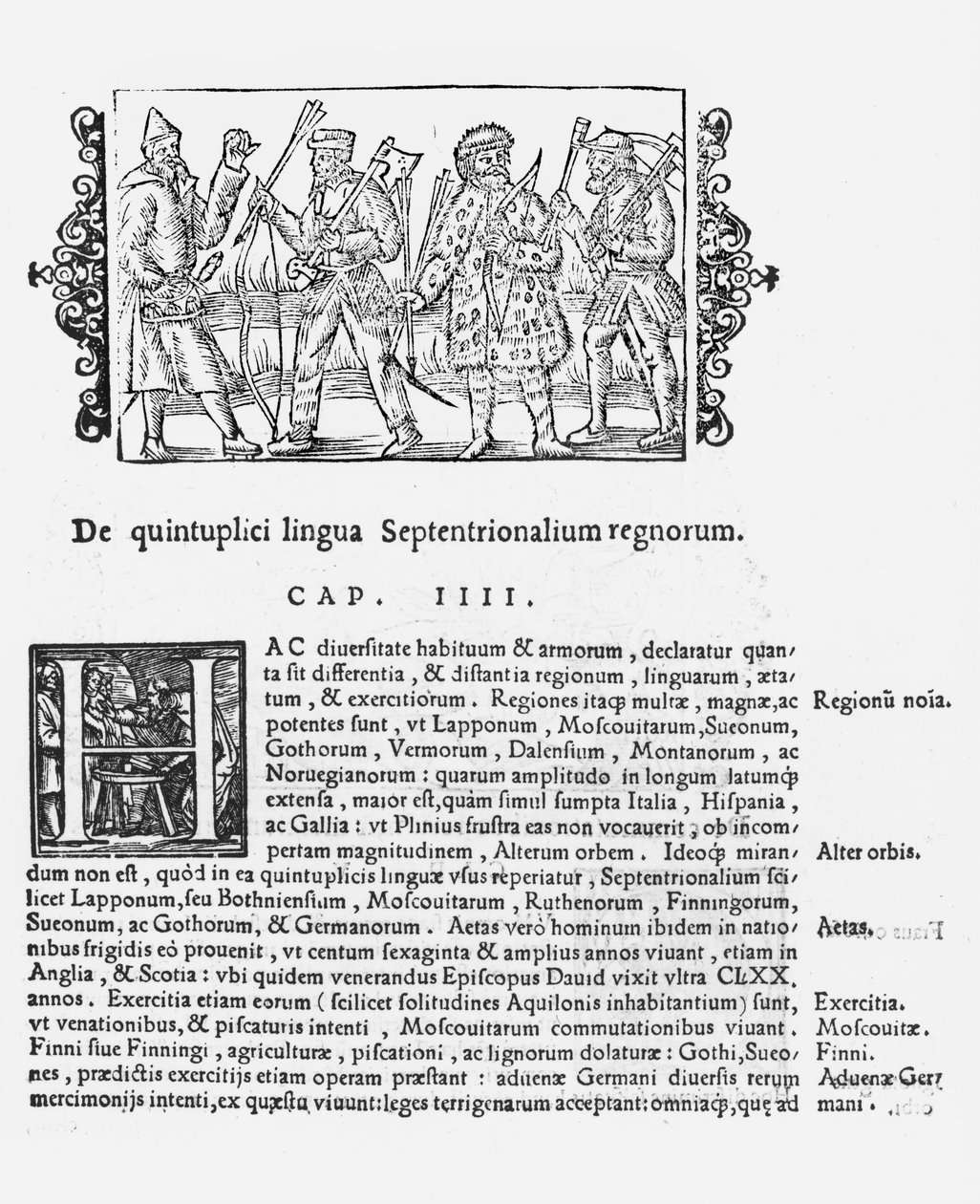 Variedade de línguas, a partir de uma história dos povos do Norte por Olaus Magnus (1490-1558), publicado em Roma, 1555 de Italian School