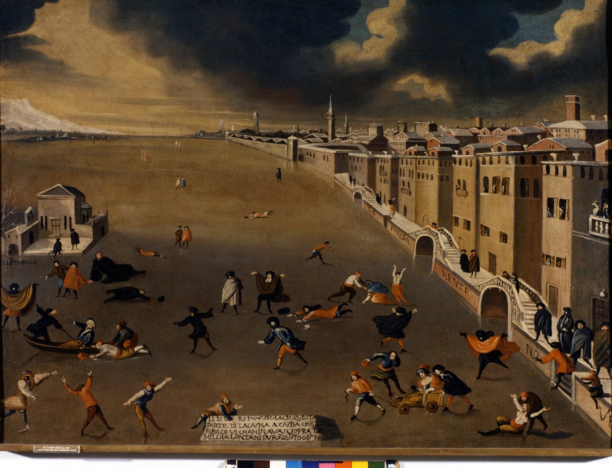 Veneza. A lagoa congelada no bairro de Fondamenta Nuove, no século XVIII. Veneza, Pinacoteca Querini - Stampalia. de Italian School