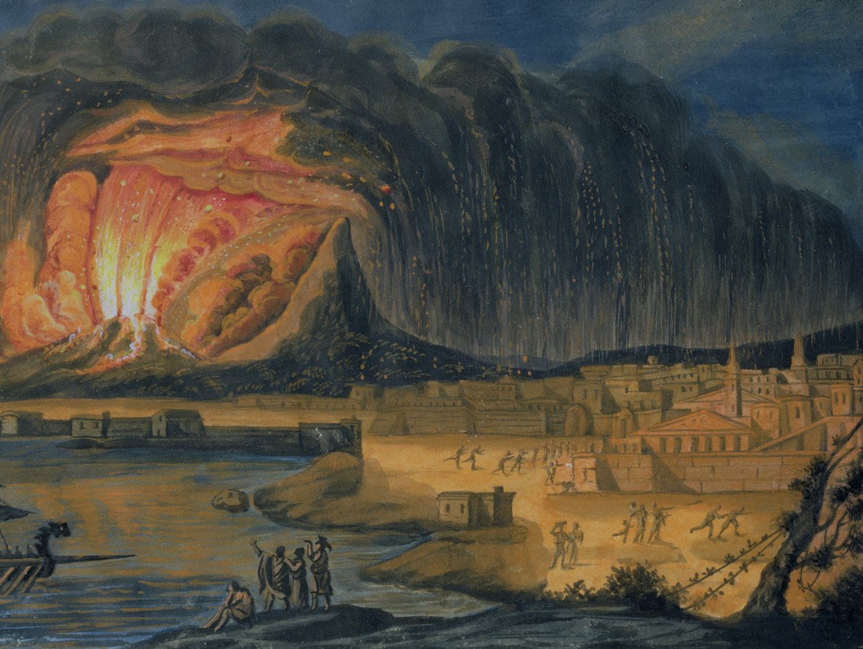 Vesúvio em erupção perto de Nápoles, c.1815 de Italian School
