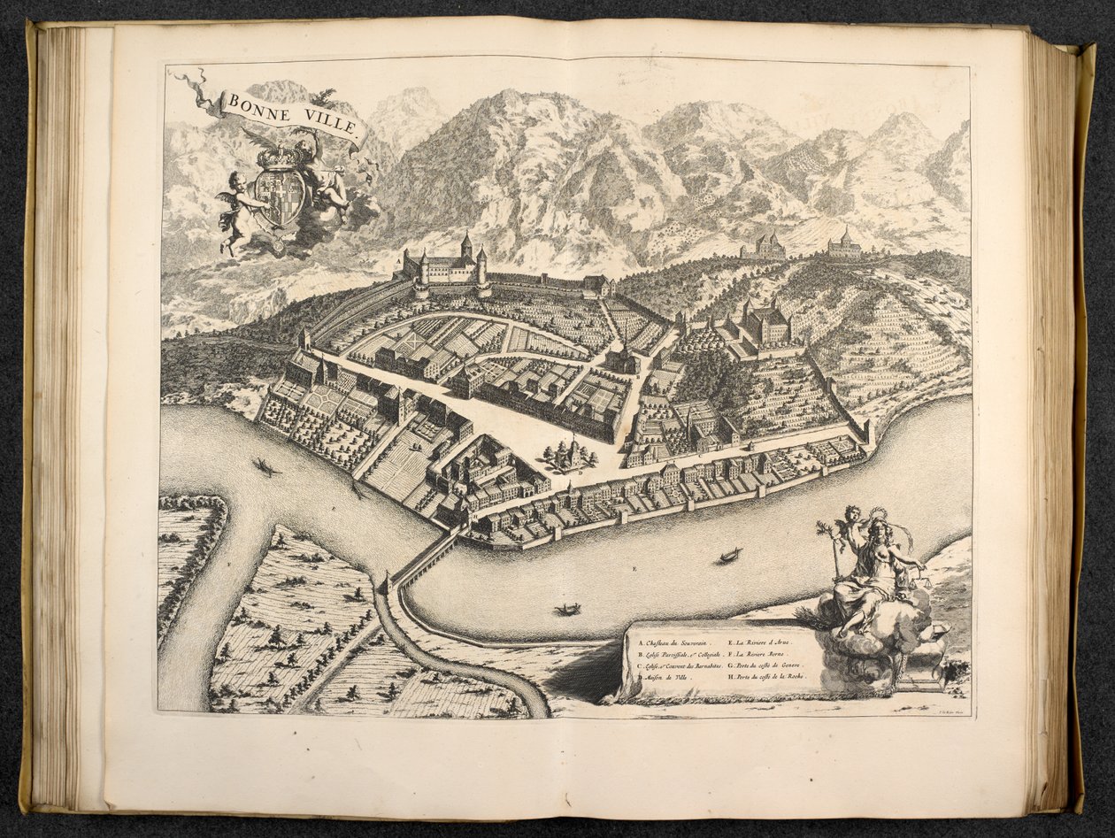 Vista de Aosta, Piemonte, Itália de Italian School