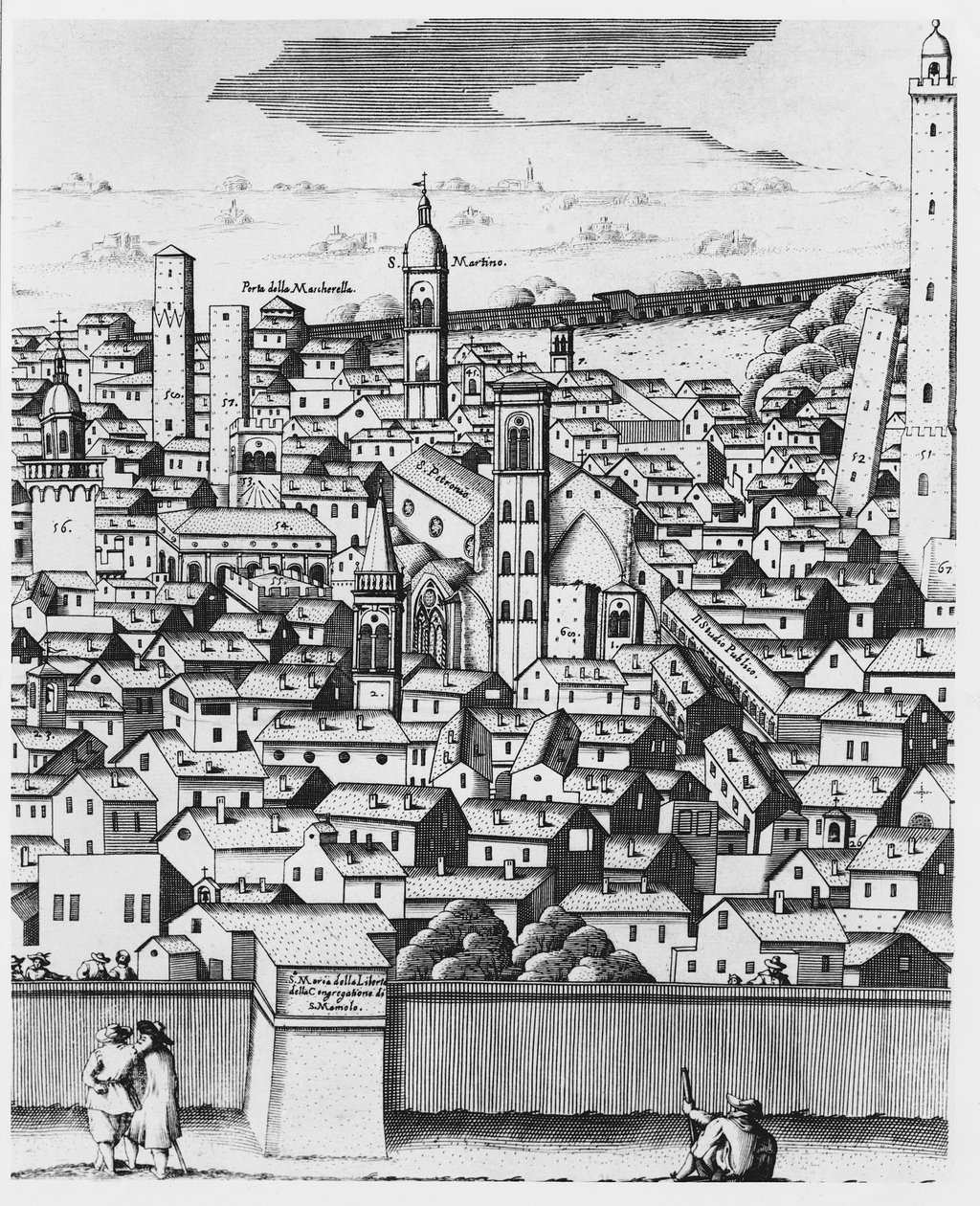 Vista de Bolonha (gravura) de Italian School