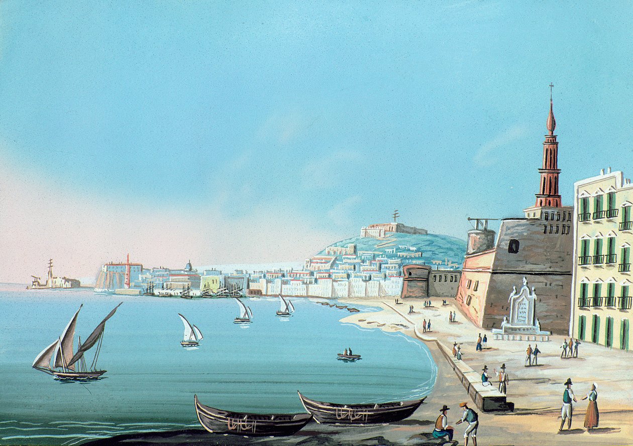 Vista de Nápoles do Carmim, c.1845 de Italian School