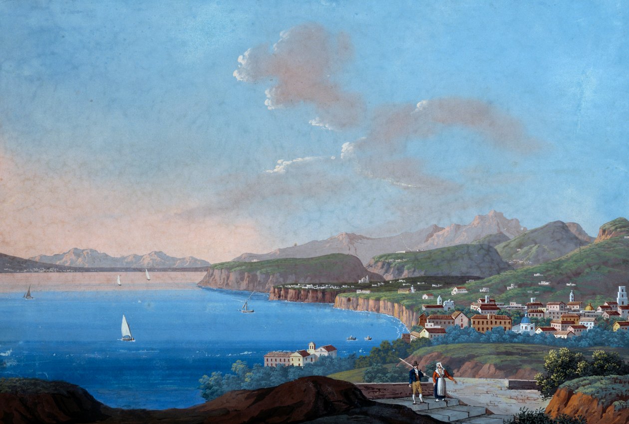 Vista de Sorrento (gouache) de Italian School