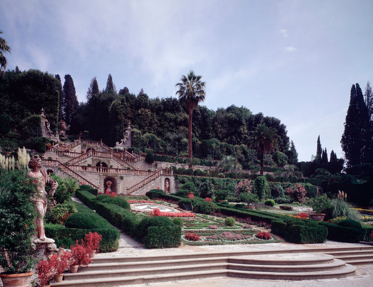 Vista dos jardins de Italian School