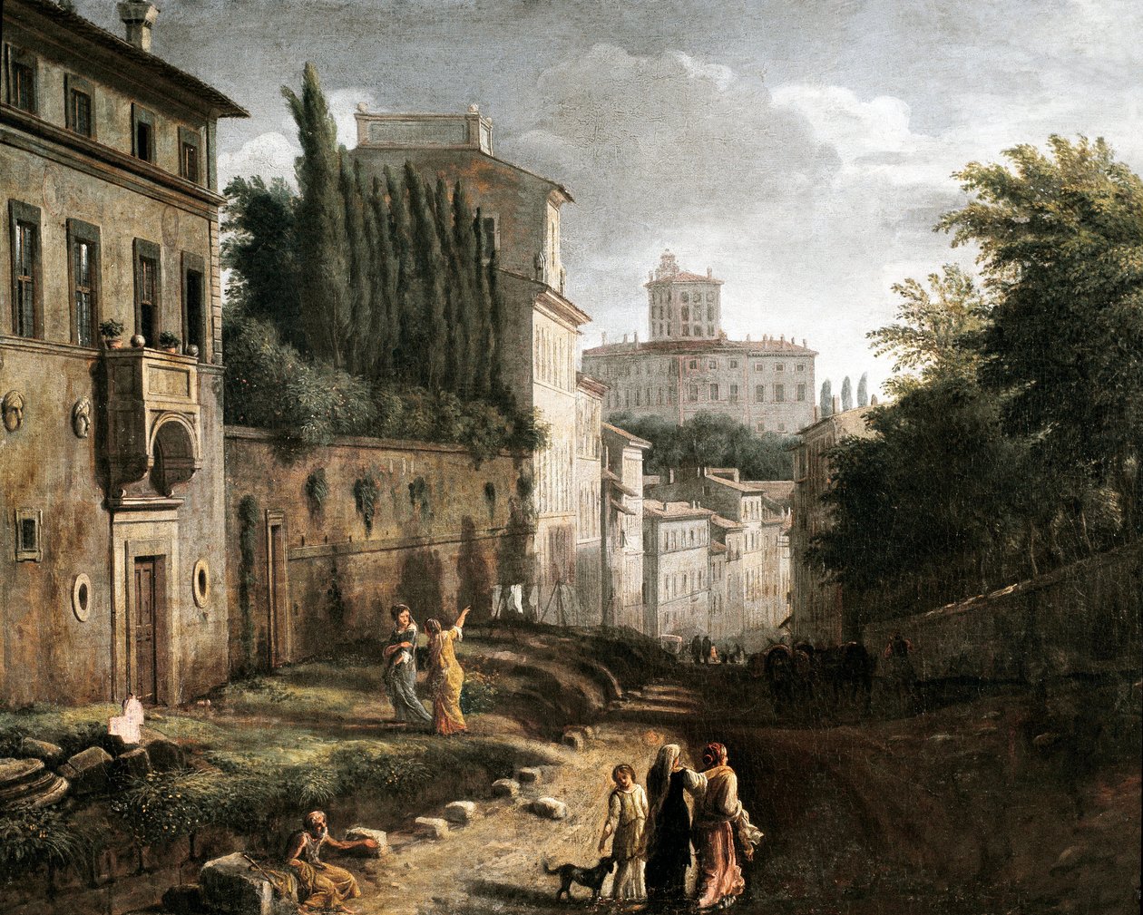 Vista da rua San Bonaventura na colina de Palatino em Roma (Pintura de Italian School