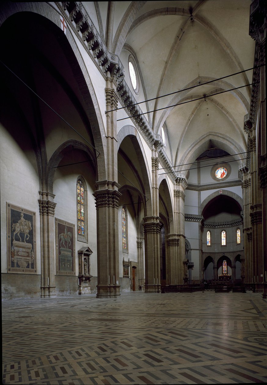 Vista do interior da Catedral de Florença (Duomo Santa Maria del Fiore). Século XIV-XVIII, Florença, Itália de Italian School