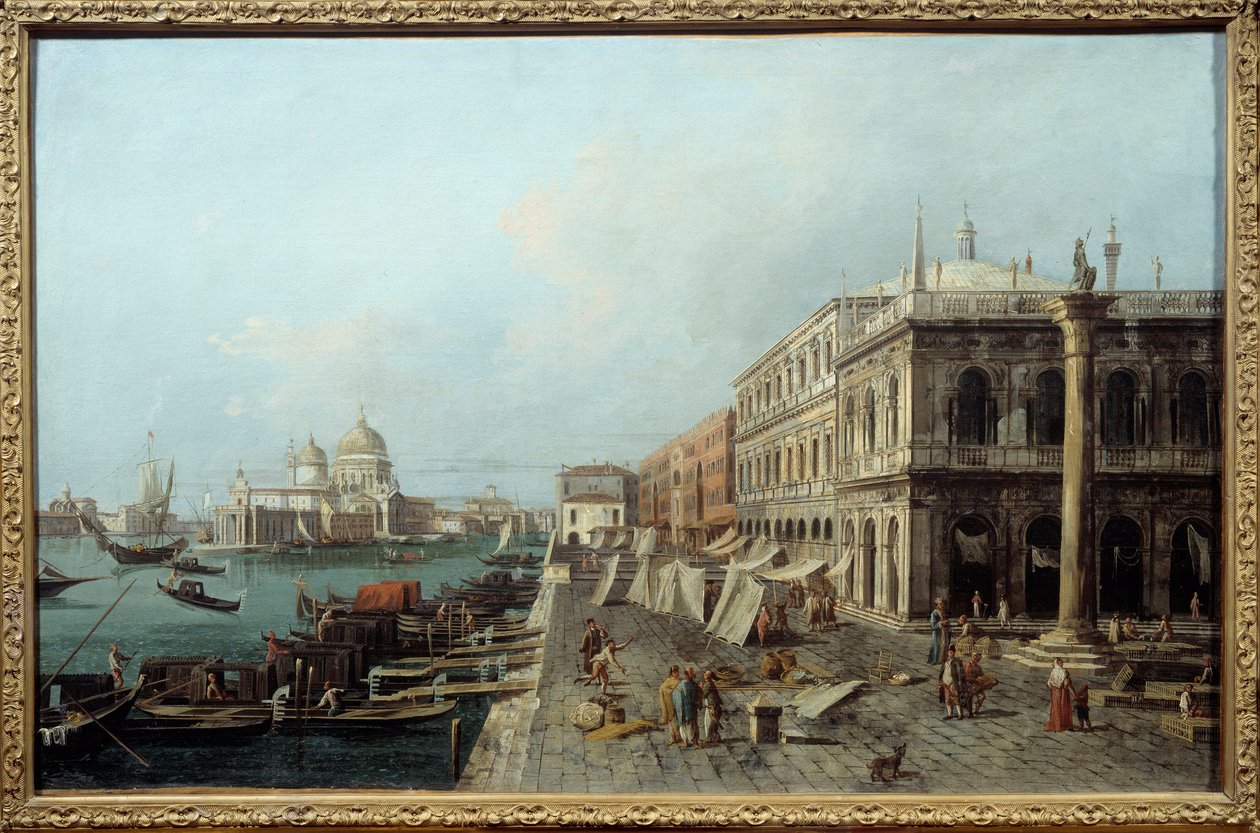 Vista da toupeira em frente ao Zecca em Veneza, no século XVIII. Pintura anónima da escola italiana. Nantes, Museu de Belas Artes de Italian School