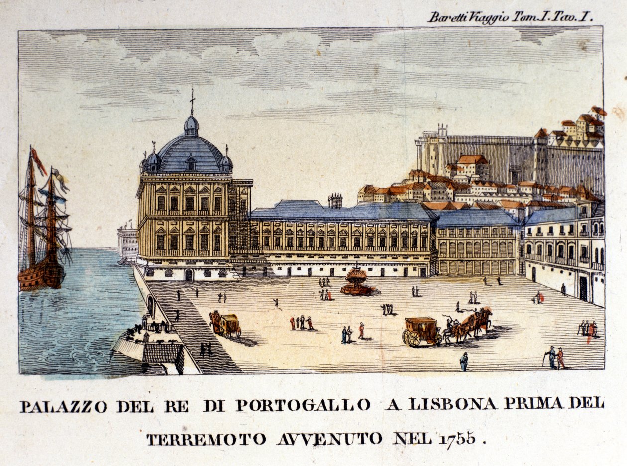 Vista do palácio real em Lisboa antes do terramoto de 1755. de Italian School