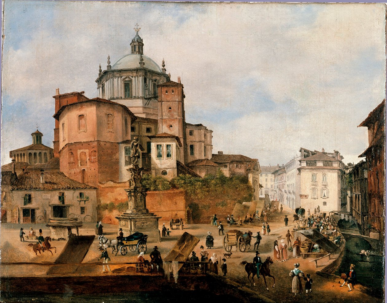 Vista da praça Vetra e da abside da Basílica de San Lorenzo Anônimo. Fim do século XIX. Milão, Museu de Milão de Italian School