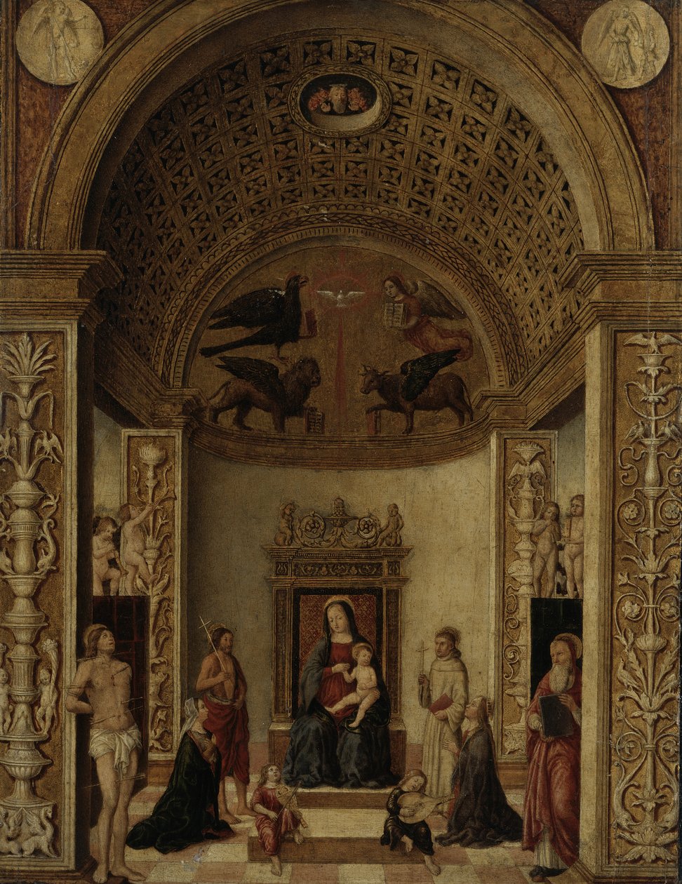 Virgem e Menino Entronizado, c.1500-20 de Italian School