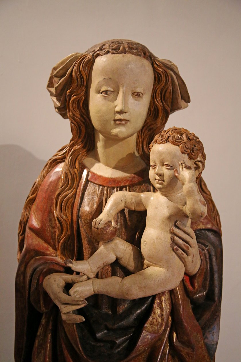 Virgem e Criança, de origem suábia (madeira pintada) de Italian School