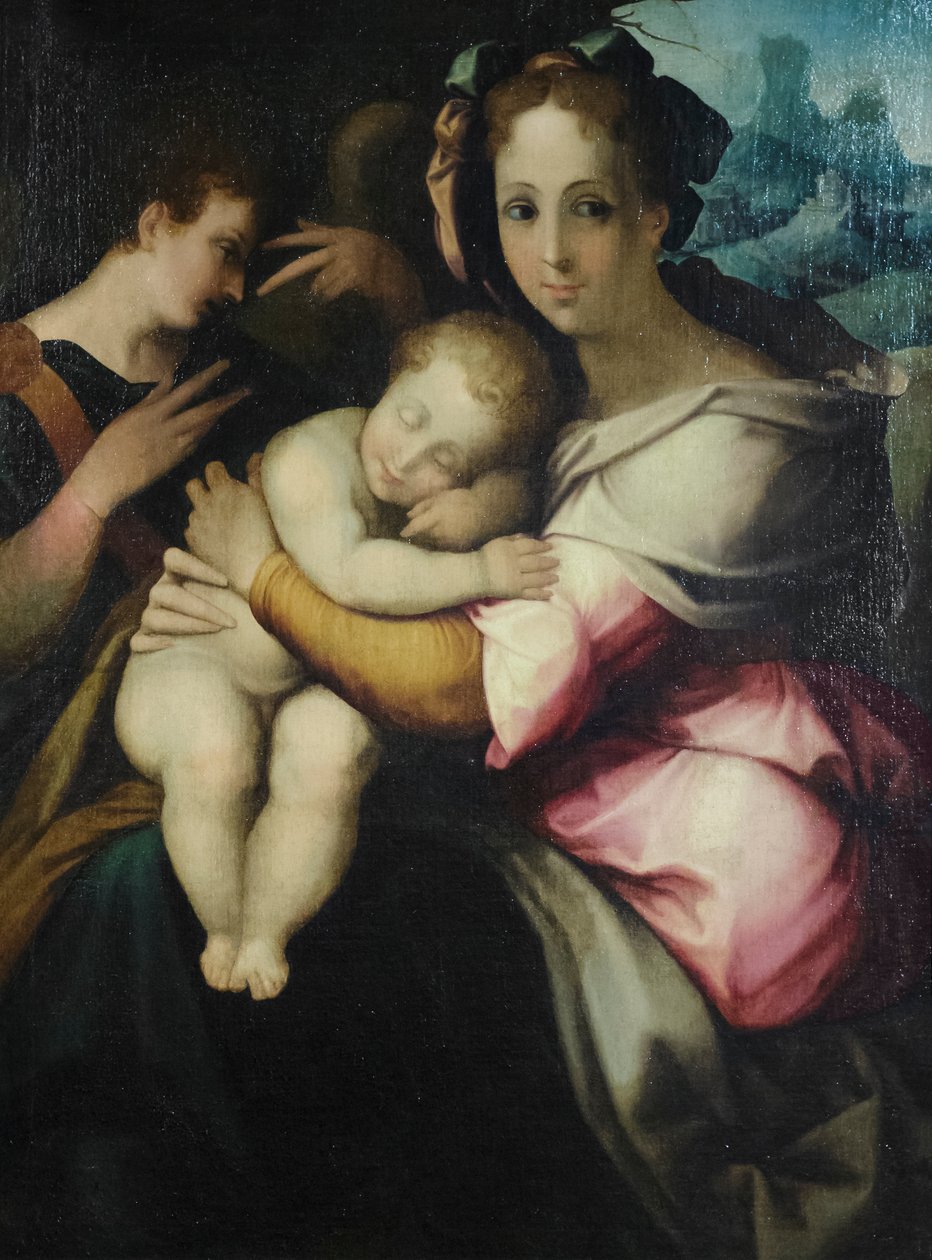 Virgem e Menino, artista desconhecido da Toscana, meados do século XVI (óleo sobre tela) de Italian School