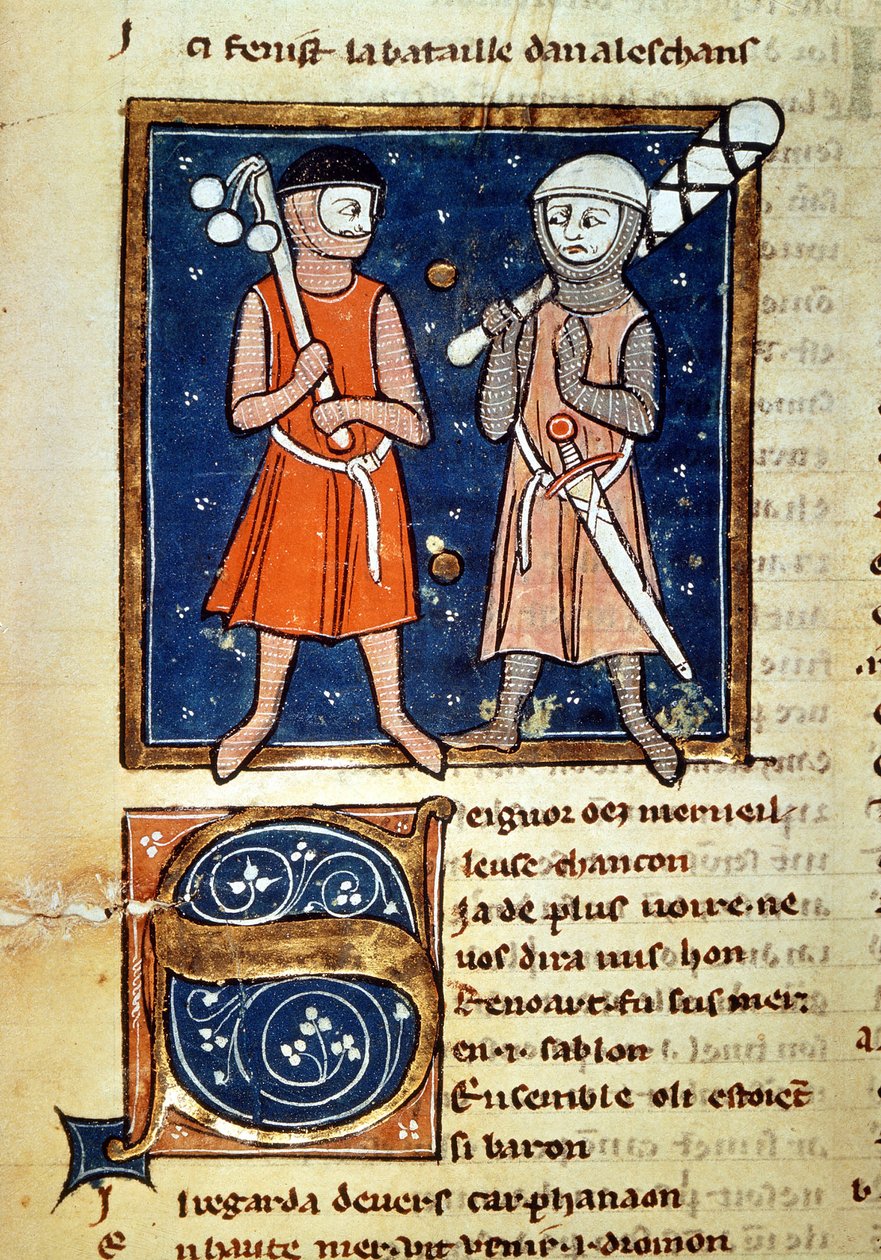 Warriors arms of clubs - em "The moinage of William", manuscrito do século XIII. bibilioteca Trivulziana. Milão de Italian School
