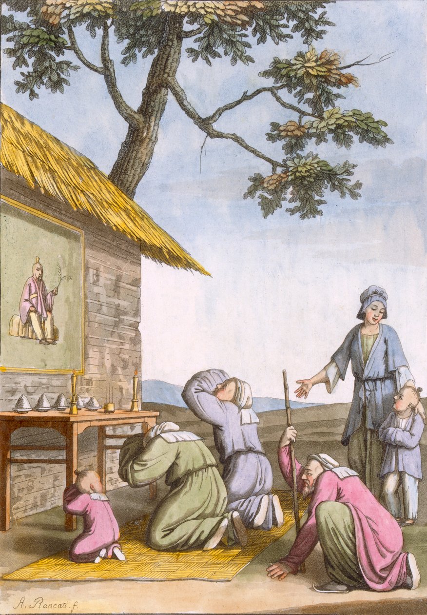 Santuário taoísta à beira do campo, de Costume dei ... por Giulio Ferrario, c.1820s-30s de Italian School