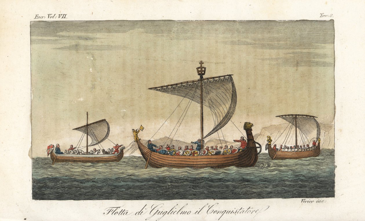 A frota de navios de guerra de Guilherme o Conquistador de Italian School