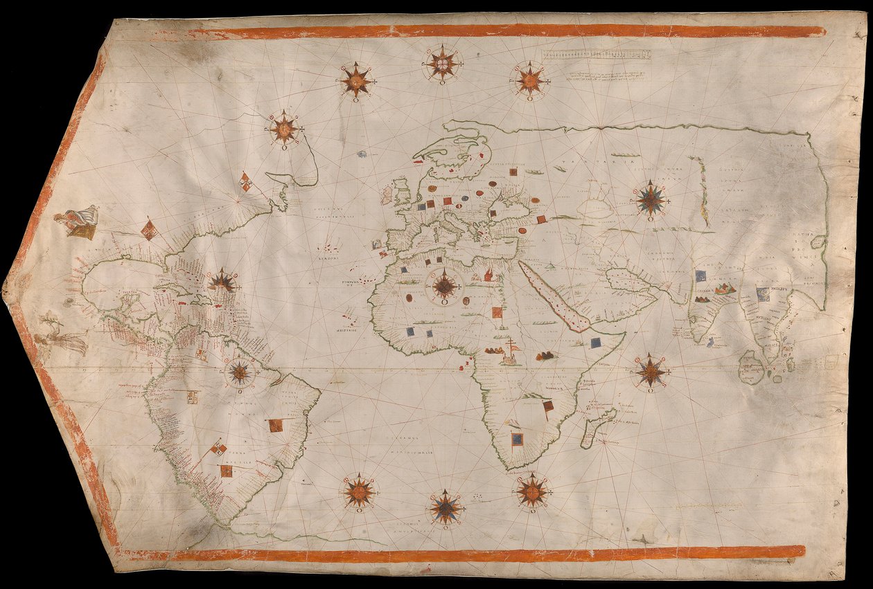 Mapa-mundo em velino, c.1540 (velino) de Italian School