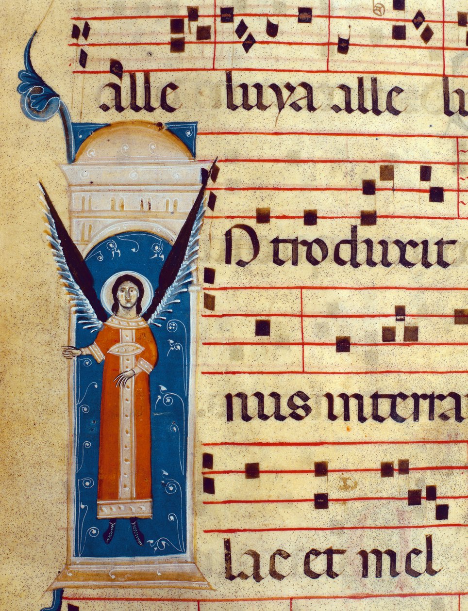 fol 4v. Detalhe do anjo de Gradual, c.1260 (detalhe de 415713) de Italian School