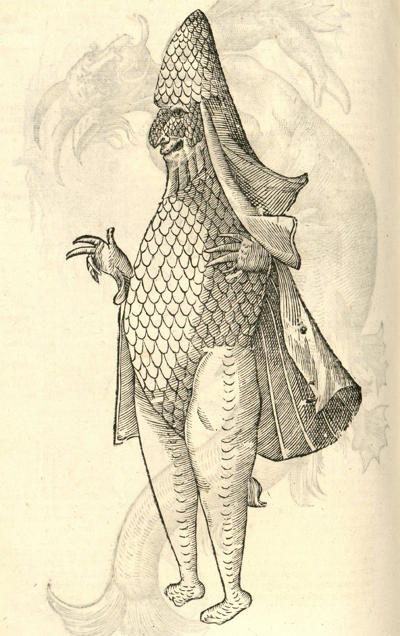 Ilustração Marino de uma informação Bispos treinamento monstro do kazakovae History of Monsters, 1642 de Italian School