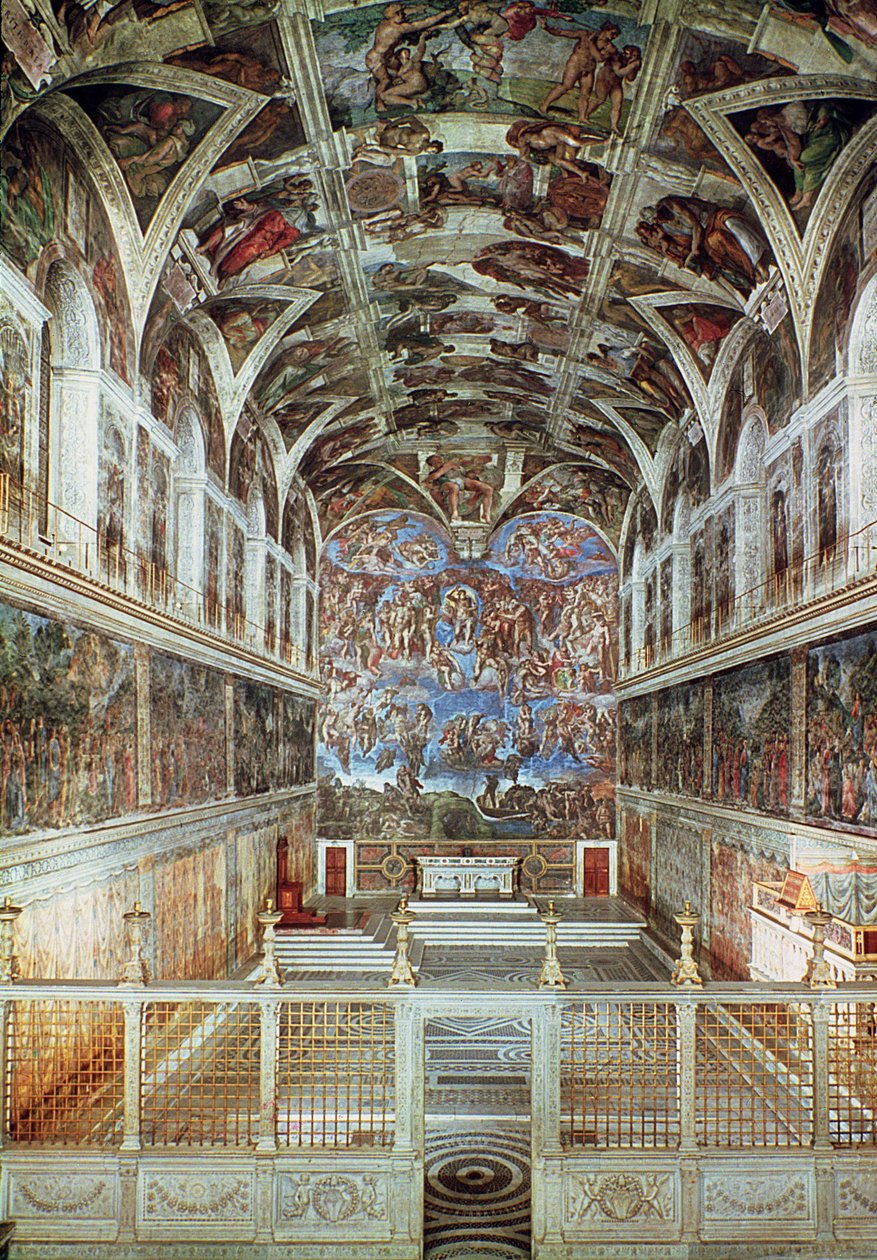 Vista interior da Capela Sistina (pré-restauração) de Italian School Italian School