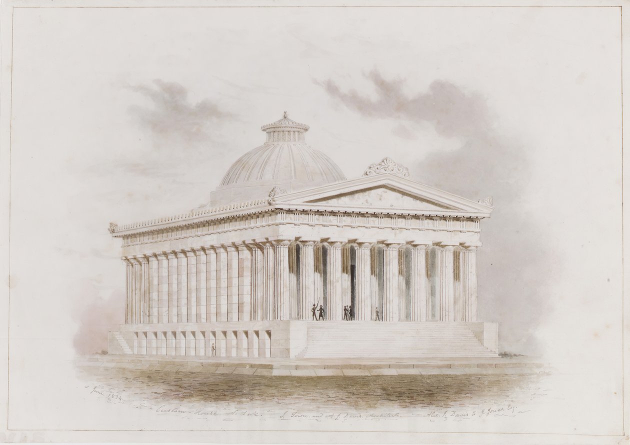 U. S. Custom House, perspectiva de Nova York, 1834 de Ithiel Town
