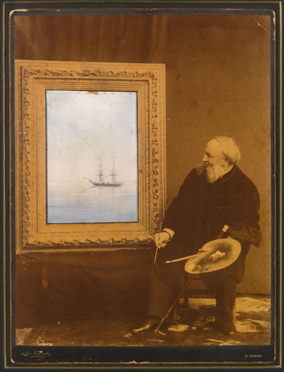 Vista, de, um, seascape, com, um, foto, retrato, de, a, artista de Ivan Konstantinovich Aivazovsky
