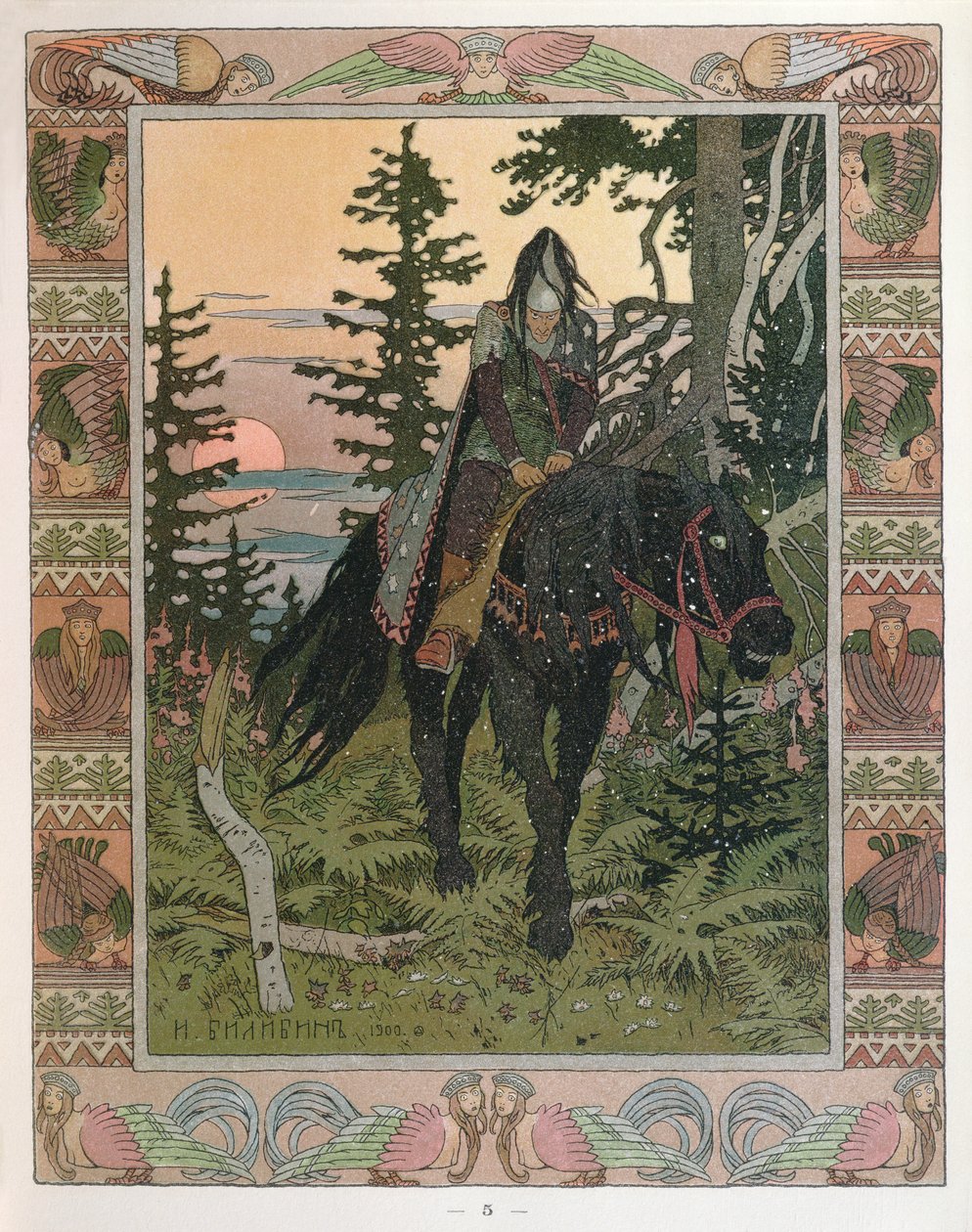 O Cavaleiro Negro, um episódio da Fada Russa &39;Vasilissa the Beautiful&39;, 1900 de Ivan Yakovlevich Bilibin