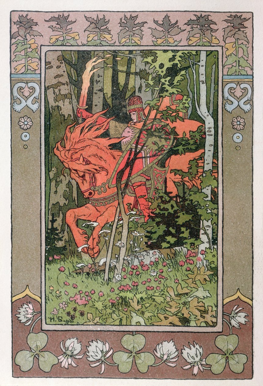 O Cavaleiro Vermelho, um episódio da Fada Russa &39;Vasilissa the Beautiful&39;, 1900 de Ivan Yakovlevich Bilibin