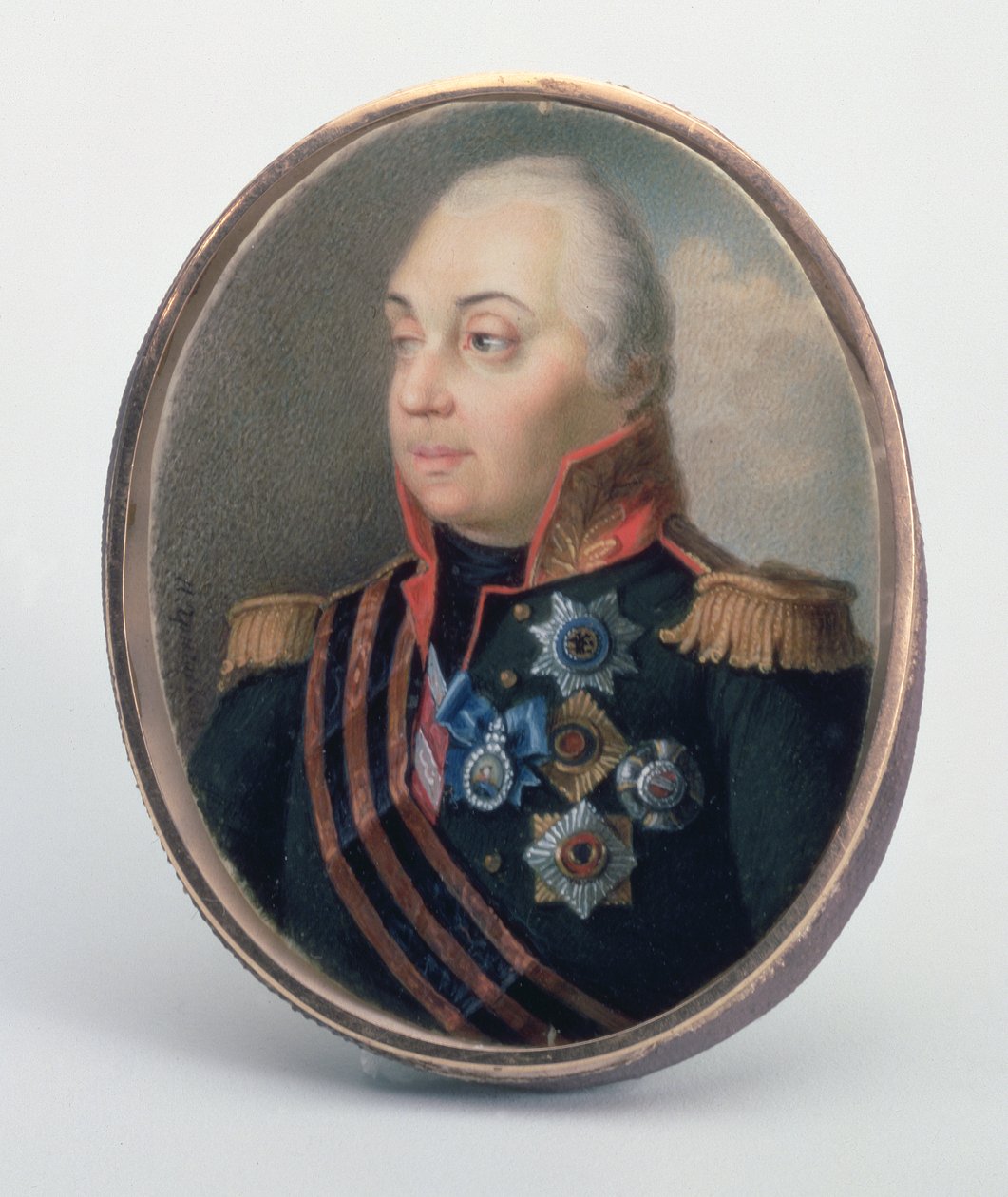 Mikhail Illarionovich Kutuzov, Príncipe de Smolensk, depois de 1813 (wc e guache) de Ivan Grigorievich Grigoriev