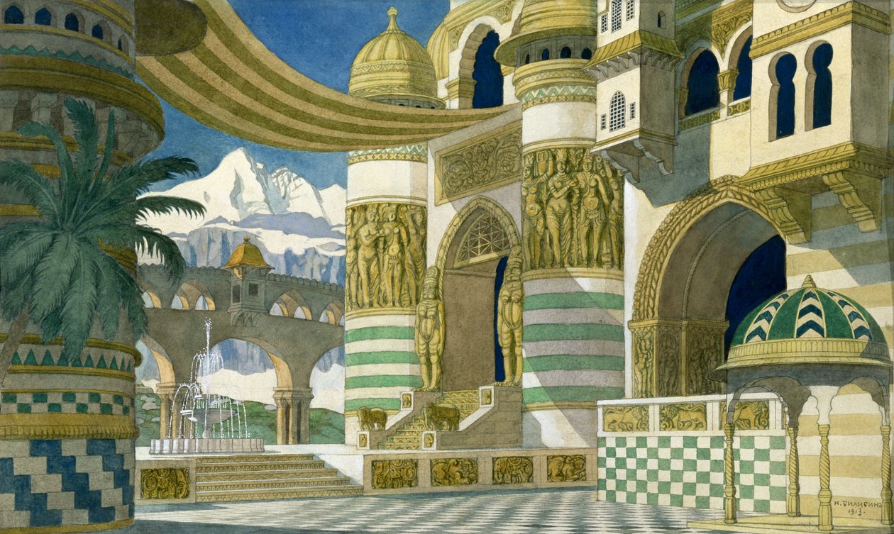Esboço da Ópera de Glinka &39;Ruslan and Lyudmilla&39;, 1913 de Ivan Yakovlevich Bilibin