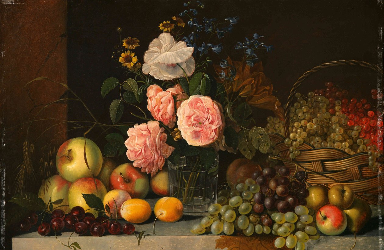 Rosas e frutas de Ivan Khrutsky