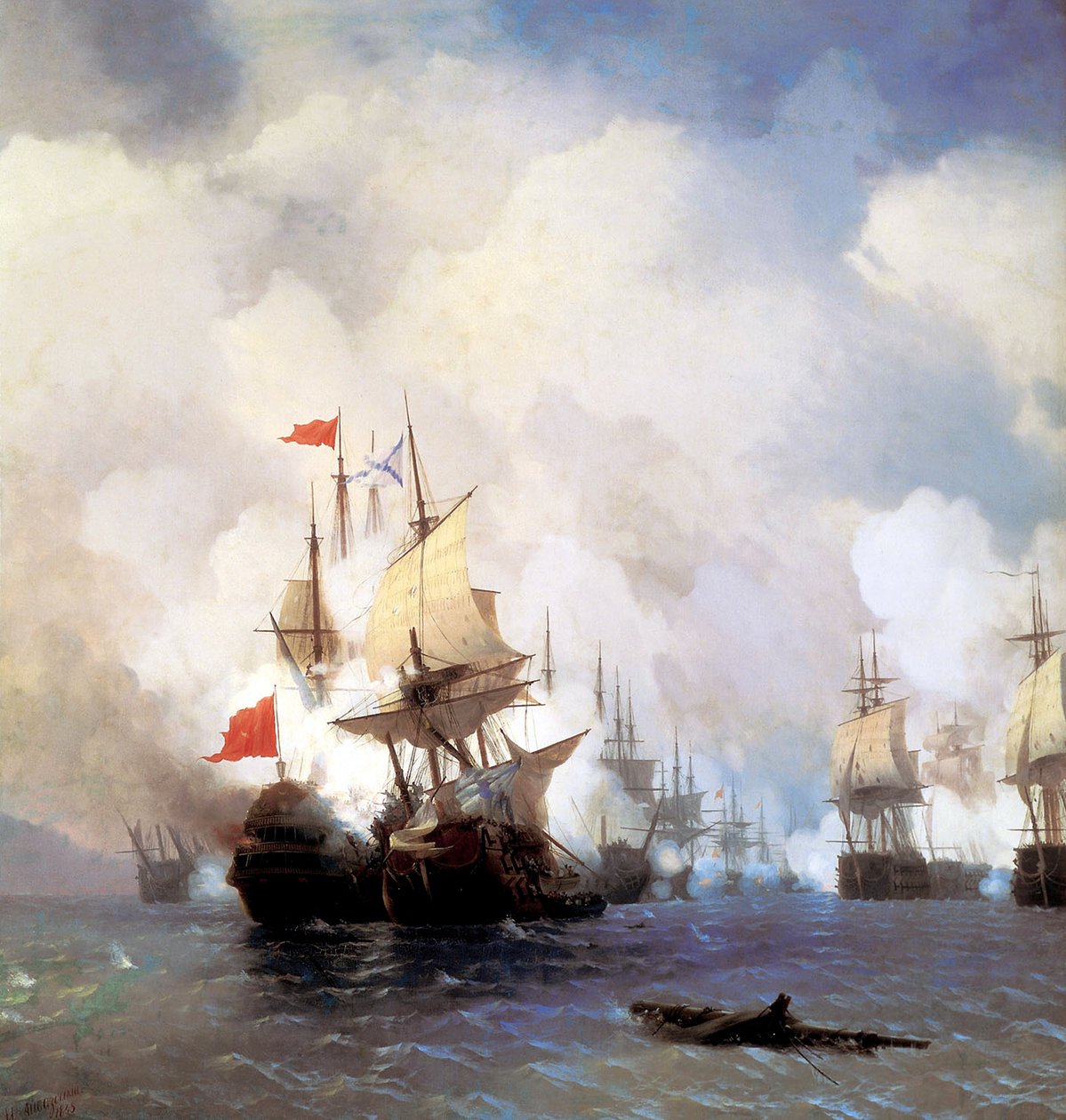 Batalha no Canal Chios, 1848 de Ivan Konstantinovich Aivazovsky
