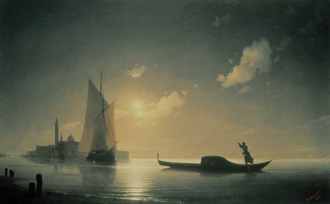 Gondoleiro no Mar à Noite, 1843 de Ivan Konstantinovich Aivazovsky