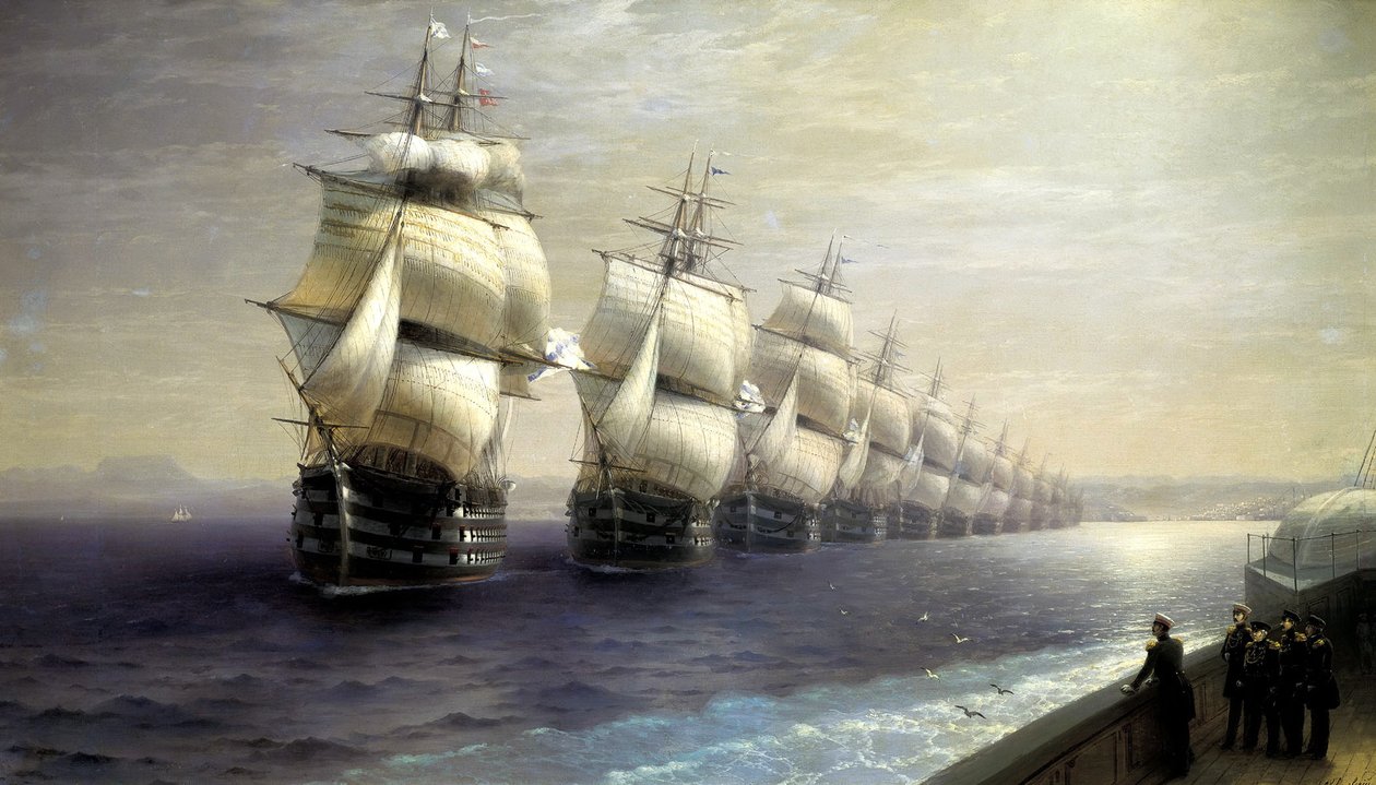 Desfile da Frota do Mar Negro em 1849, 1886 de Ivan Konstantinovich Aivazovsky